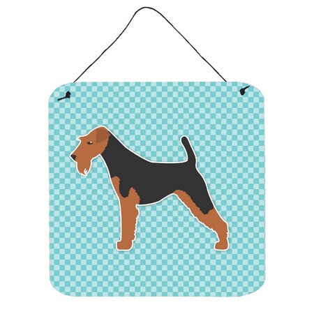 Carolines Treasures Welsh Terrier Checkerboard Blue Wall or Door Hanging Prints BB3685DS66